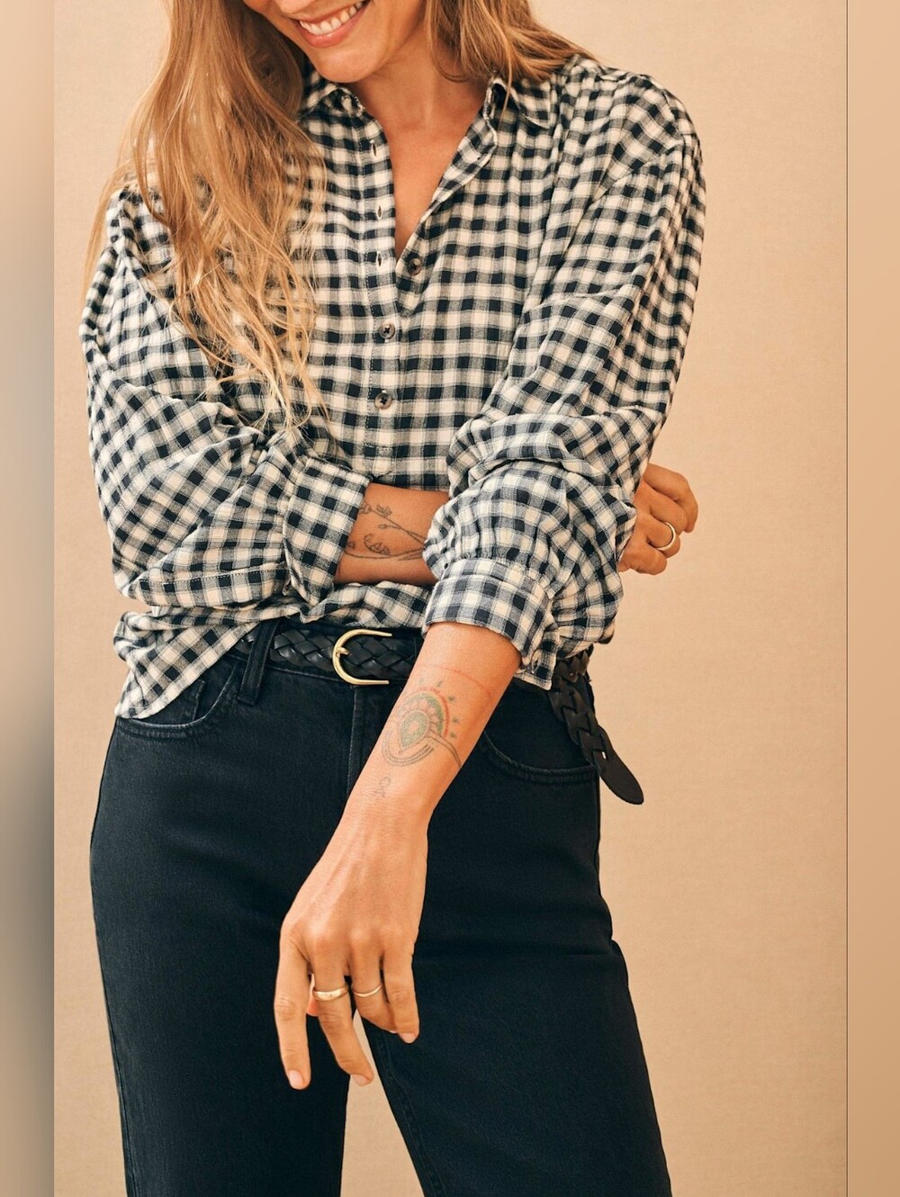 Faherty Olli Moonlit Gingham Button Pullover Top